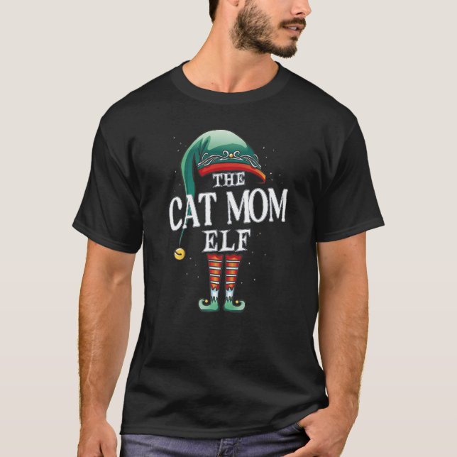 T-shirt Cat Mom Elf Christmas Group Xmas Pajama Party (Devant)