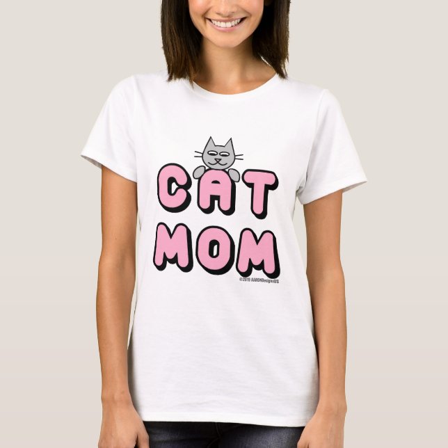 T-shirt "CAT MOM" Gras rose (Devant)