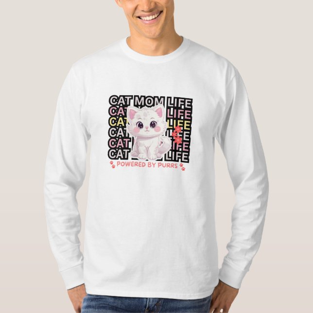 T-shirt Cat Mom Life funny (Devant)