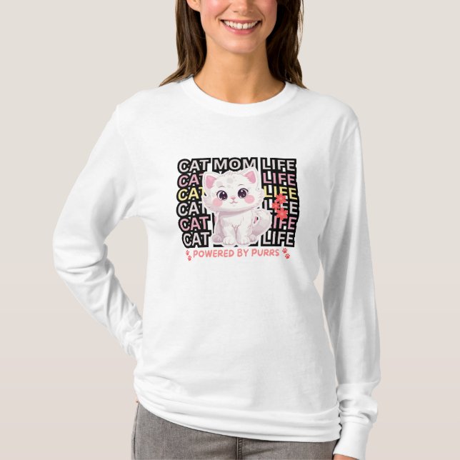 T-shirt Cat Mom Life funny (Devant)