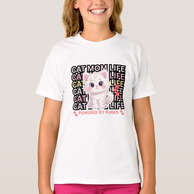 T-shirt Cat Mom Life funny (Devant)