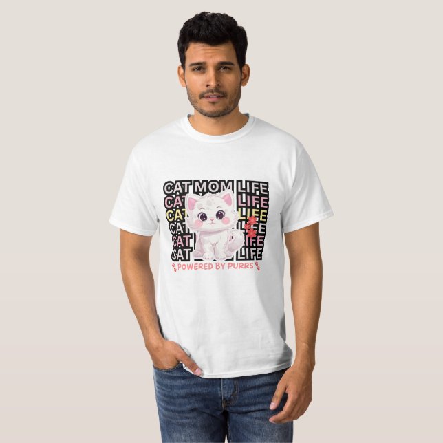 T-shirt Cat Mom Life funny (Devant entier)