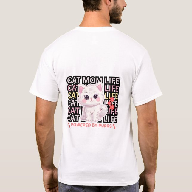 T-shirt Cat Mom Life funny (Dos)