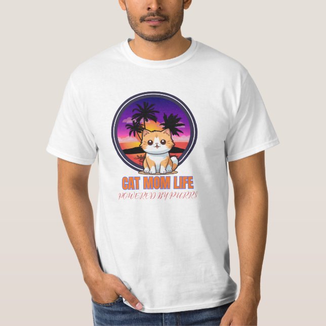 T-shirt Cat Mom Life funny (Devant)