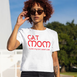 T-shirt Cat Mom Pet Lover Funny Quote Cute Red And White