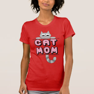 T-shirt "CAT MOM" pour caricatures souriantes