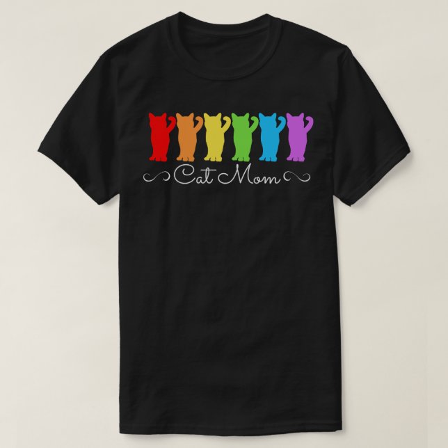 T-shirt Cat Mom Rainbow (Design devant)