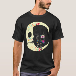 T-shirt Cat Moon Crâne À Sucre Dia De Los Muertos Jour Du