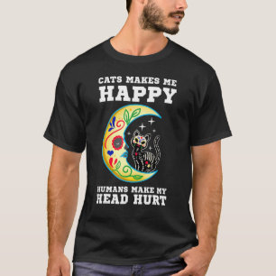 T-shirt Cat & Moon Sugar Skull Dia de Los Muertos Day of T