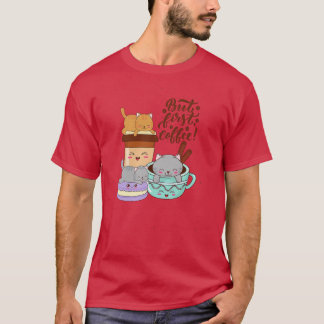 T-shirt Cat Mother Coffee Lover Meilleur cadeau pour les a