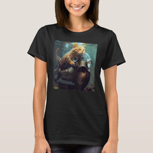 T-shirt Cat Motorbike Underwater (Devant)