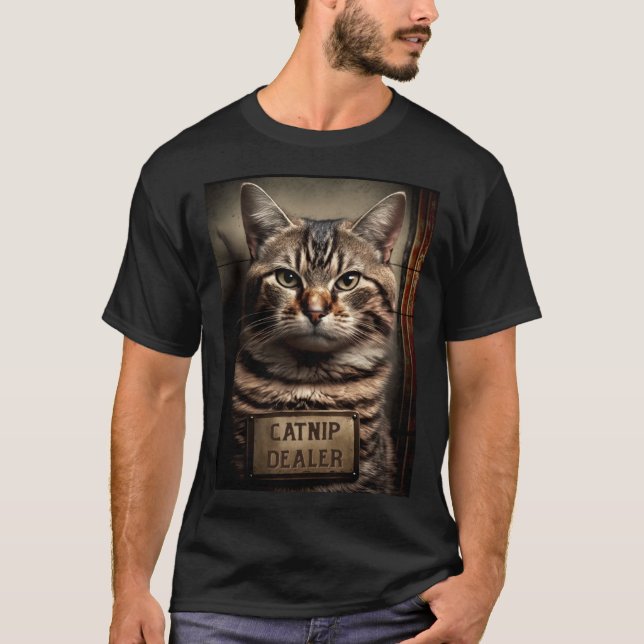 T-shirt Cat Mugshot  Catnip Dealer  Cat Dad and Cat Mom (Devant)