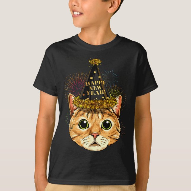 T-shirt Cat New Year Shirt 2024 Happy New Years Eve Nye Fi (Devant)