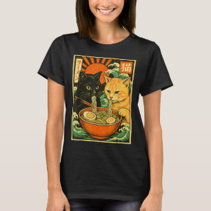 T-shirt Cat noir & Chat orange Ramen d'inclinaison jap