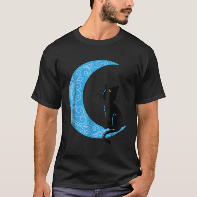T-shirt Cat noir Crescent Lune marin maman (Devant)