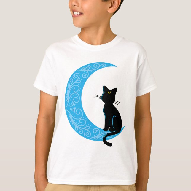 T-shirt Cat noir Crescent Lune marin maman (Devant)