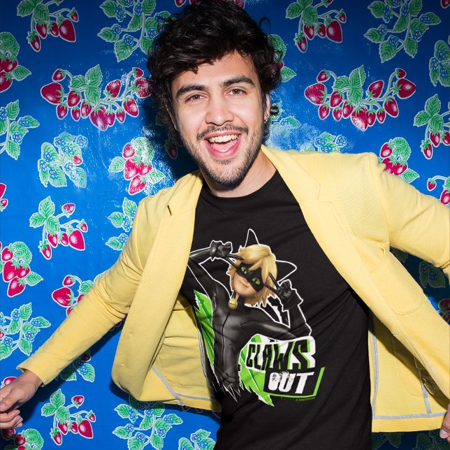 T-shirt Cat Noir | Graphisme de découpe (Man wearing t-shirt)