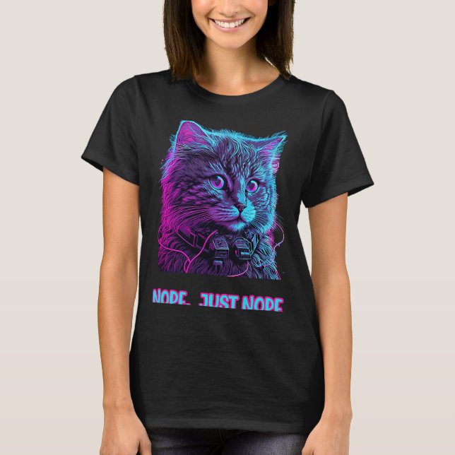 T-shirt Cat nope juste nope rétrowave me d'écoute (Devant)