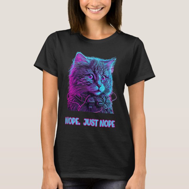 T-shirt Cat nope juste nope rétrowave me d'écoute (Devant)