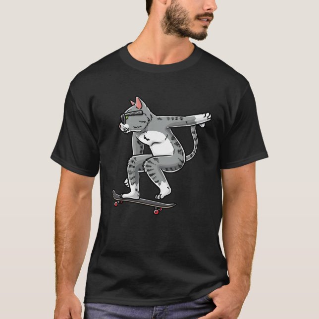T-shirt Cat On A Skateboard Skateboarding Skater Skateboar (Devant)