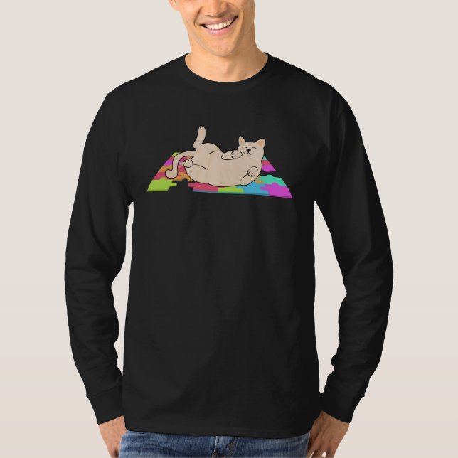 T-shirt Cat On Puzzles Puzzle Puzzle Piece Game Jigsaw Puz (Devant)