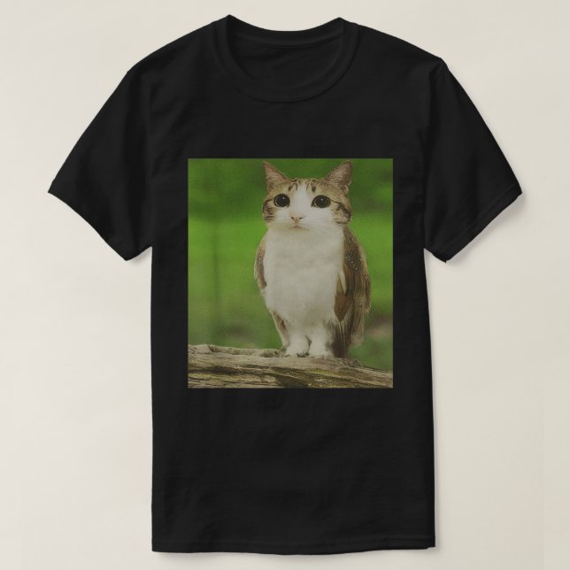 T-shirt Cat Owl Meme | Design hybride animal maudit (Design devant)