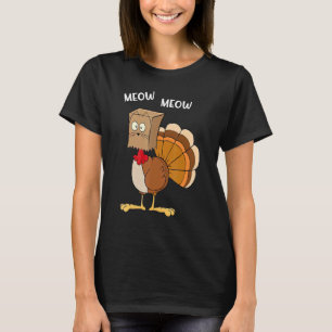 T-shirt Cat Parody Meow Turkey Mask Accueil Fête Thanksgiv