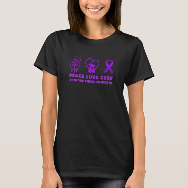 T-shirt Cat Peace Love Cure Overdose Sensibilisation (Devant)