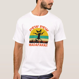 T-shirt Cat Pew Pew Pew Madafakas Vintage Crazy Cat Funny