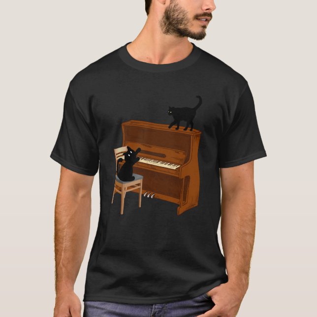 T-shirt Cat Piano Music (Devant)