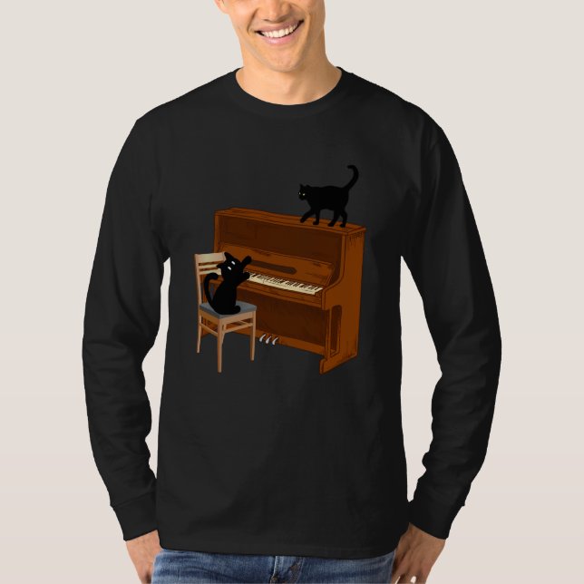 T-shirt Cat Piano Music (Devant)