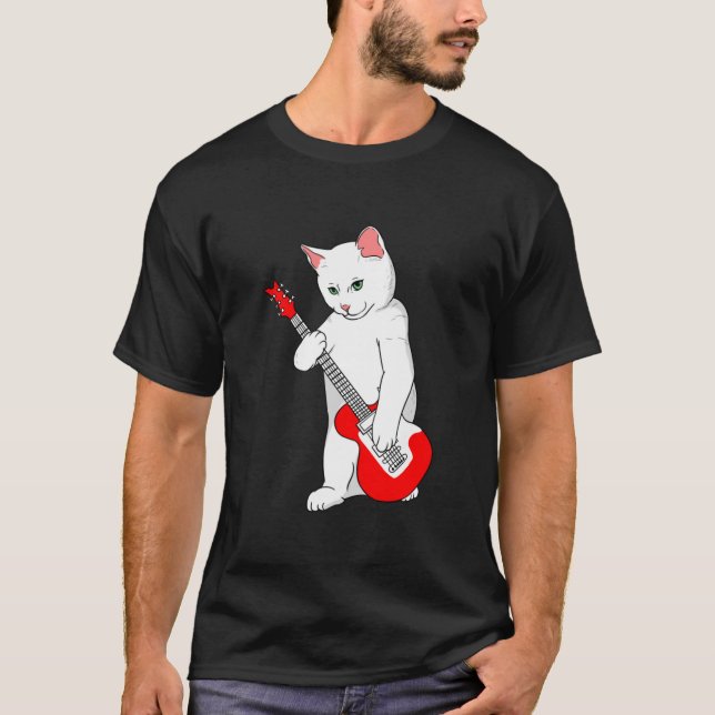 T-shirt Cat Playing Bass Guitar Bassist  (Devant)