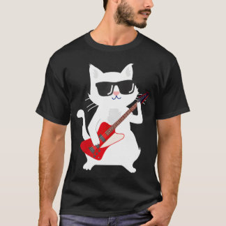 T-shirt Cat Playing Bass guitare