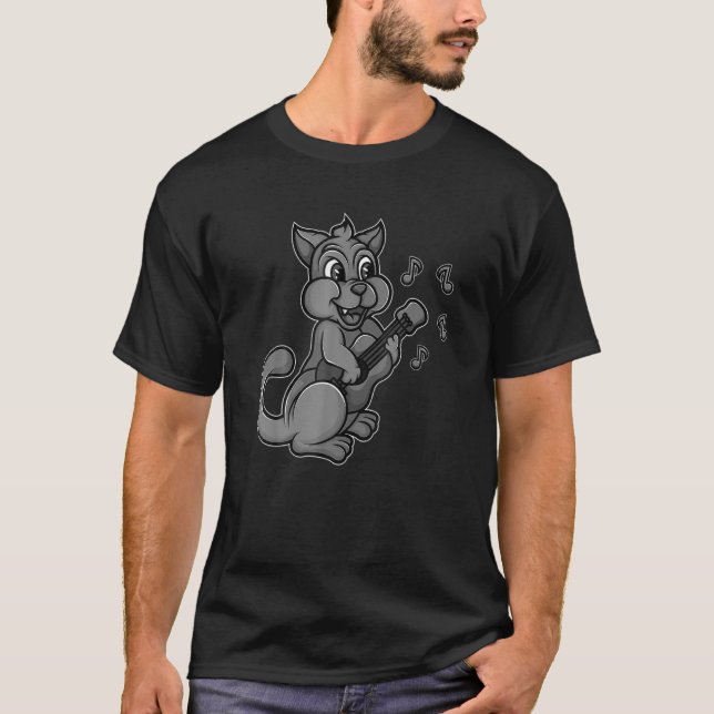 T-shirt Cat Playing Ukelele Cool Kitten Uke Artist Guitar (Devant)