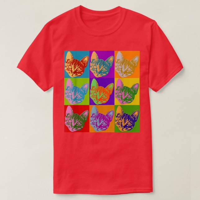 T-shirt Cat Pop Art Inspiré Kitty Graphisme Chats Bright C (Design devant)