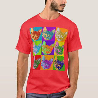 T-shirt Cat Pop Art Inspiré Kitty Graphisme Chats Bright C