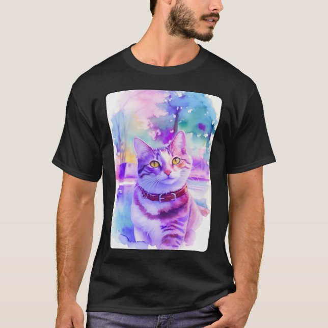T-shirt Cat Portrait Animal Beautiful Kitten Illustration (Devant)