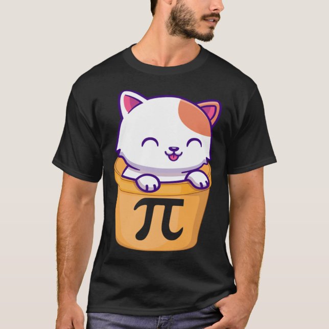 T-shirt Cat Pot Pi Day Funny Pi Day Kids teacher math Love (Devant)