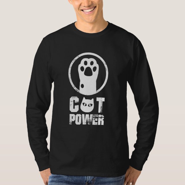 T-shirt Cat Power  Cute Cat Paw Retro (Devant)