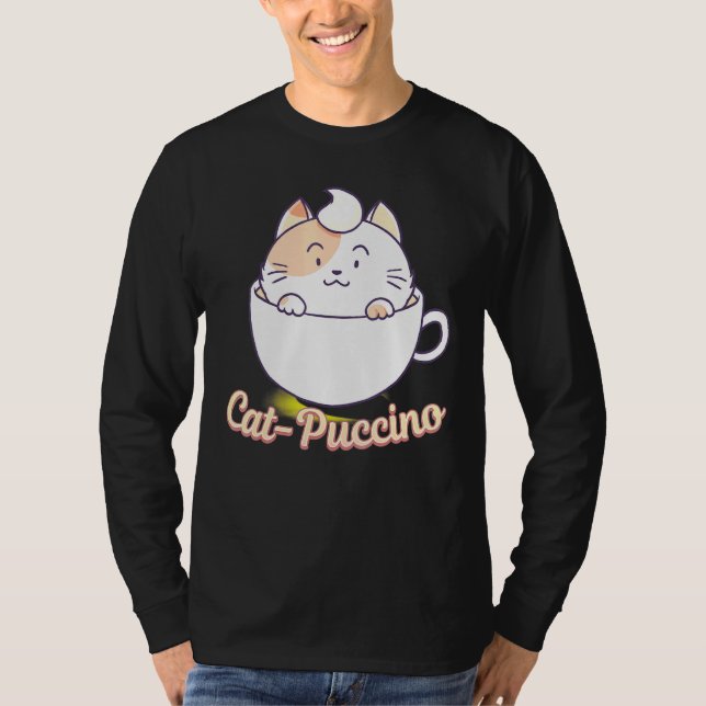 T-shirt Cat Puccino Cappuccino Cat Kitten Boisson de café (Devant)