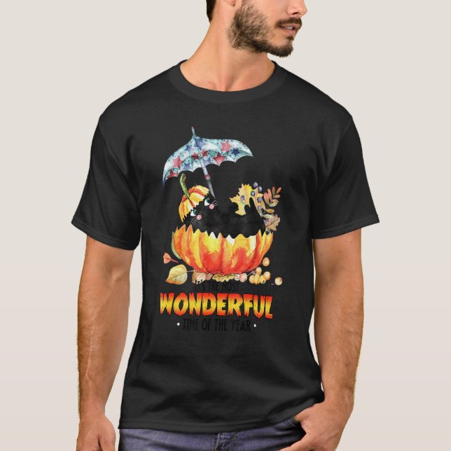 T-shirt Cat Pumpkin Fall It's The Most Wonderful Time Than (Devant)