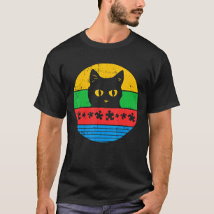 T-shirt Cat Puzzle Pièce Sensibilisation sur l'autisme Rét