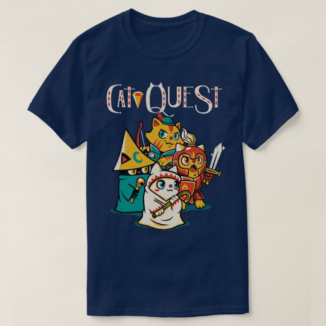 T-shirt Cat Quest RPG Chats jeu vidéo par Tobe Fonseca (Design devant)