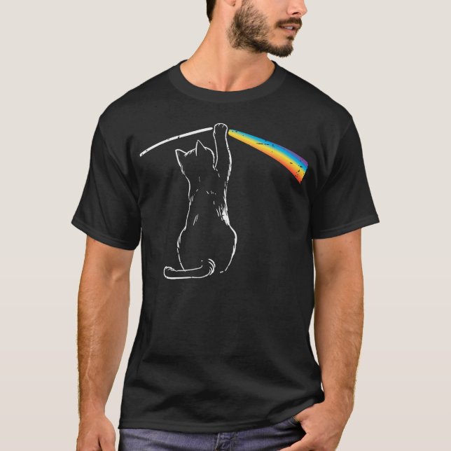 T-shirt Cat Rainbow Light Cool Prism Science Spectral Homm (Devant)