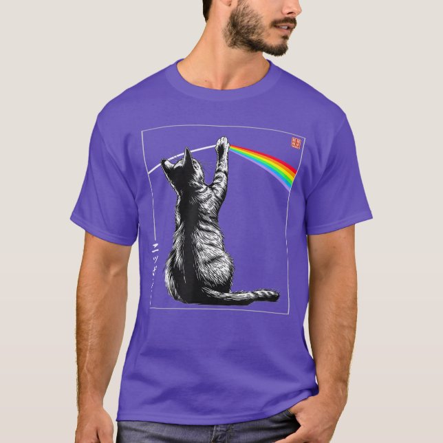 T-shirt Cat Rainbow Prism Japanese Art Light Spectrum Mini (Devant)