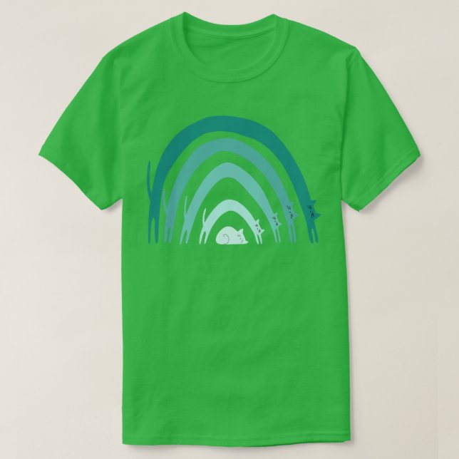 T-shirt Cat Rainbows Blues (Design devant)