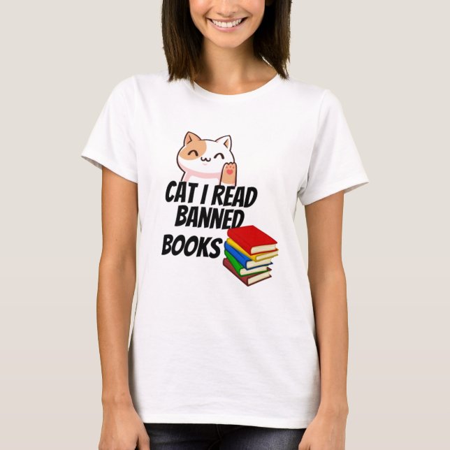 T-shirt Cat Read Banned Books (Devant)