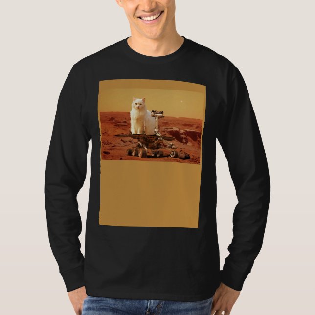 T-shirt Cat Riding Mars Rover on Foreign Landscape (Devant)