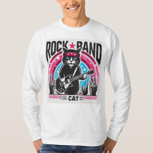 T-shirt Cat rock band (Devant)