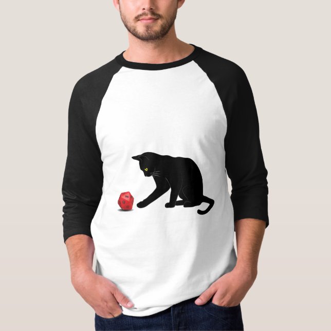 T-shirt Cat Rolling Dice RPG Rôle Jeu Jeux Jeu Jeu Lov (Devant)